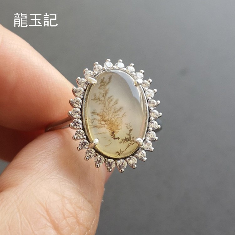 龍玉記云南黄龙玉水草花男女款玉石戒指玉器指环男女对戒天然正品