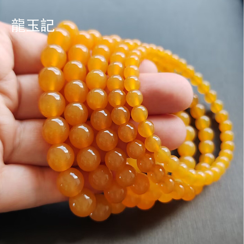 女款黄玉单圈圆珠手链女玉珠手串