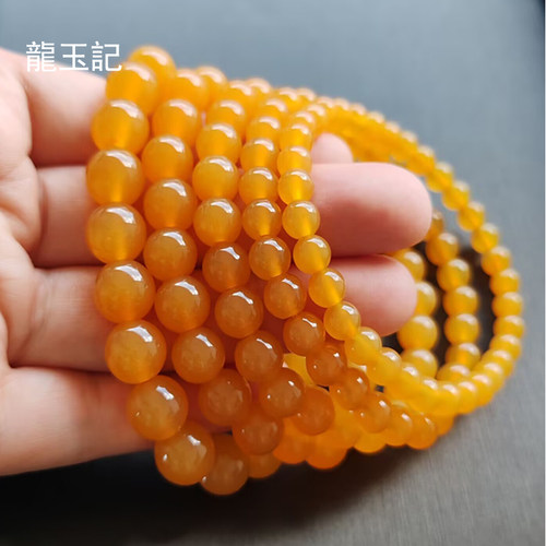 女款黄玉单圈圆珠手链女玉珠手串