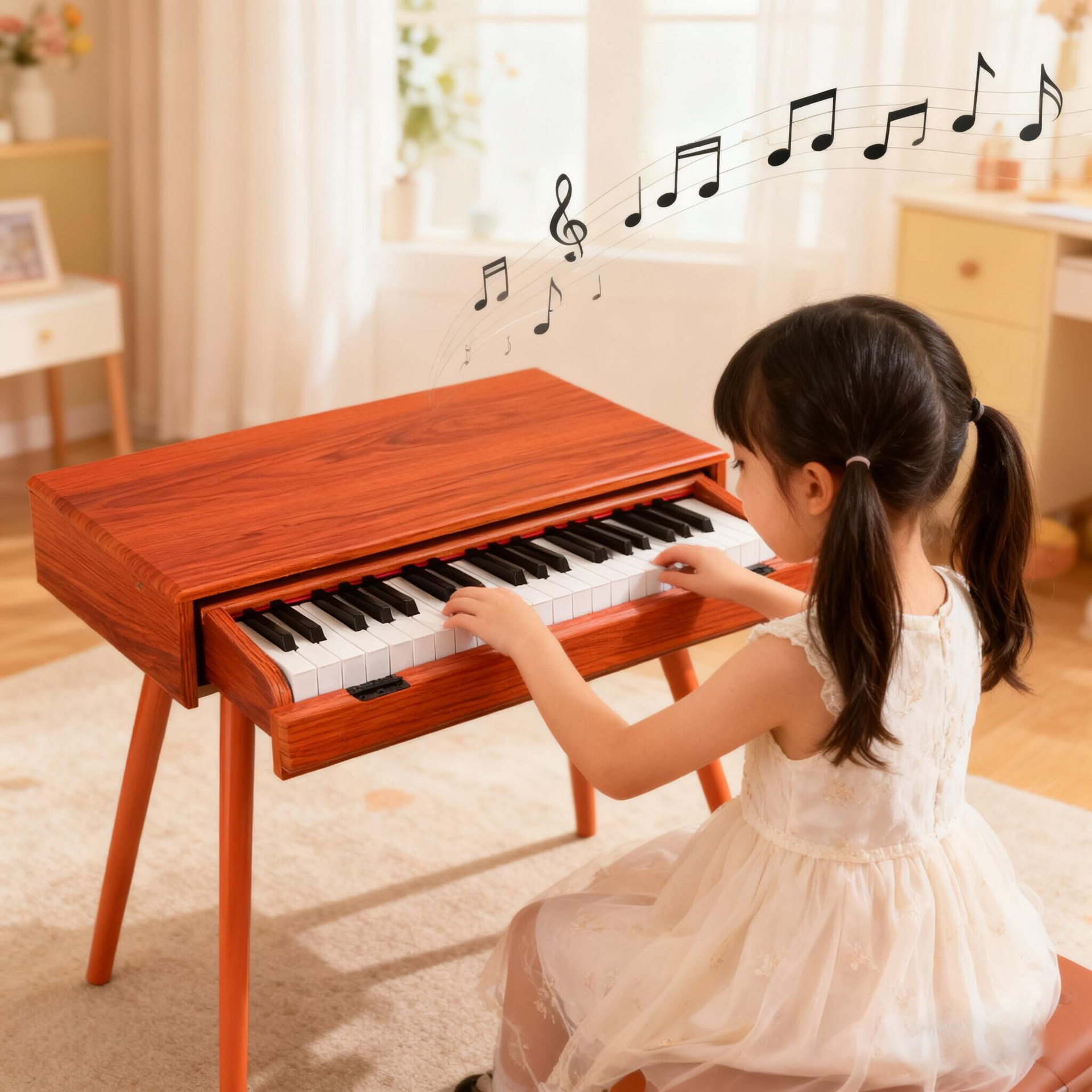 37键木质小钢琴抽屉款儿童玩具电子琴音乐婴幼儿童37键初学者