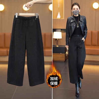 九分毛呢直筒弯刀裤女加绒