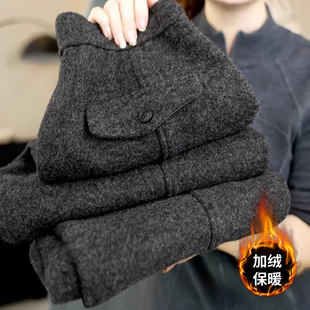 羊毛弯刀裤女2025新款冬季休闲运动裤子加绒加厚宽松窄版阔腿裤子