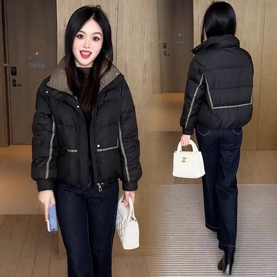 冬季短款立领棉服女款宽松显瘦