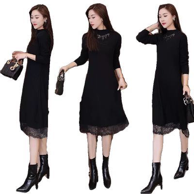 针织连衣裙女加绒加厚