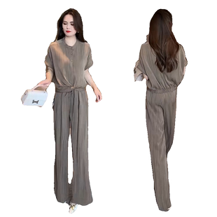 时尚休闲套装女装夏季2026今年流行新款宽松显瘦遮肉阔腿裤两件套