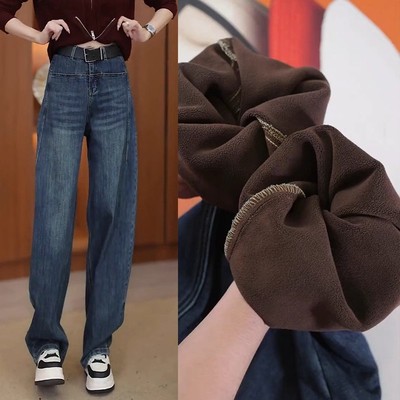 小个子弯刀牛仔裤女加绒