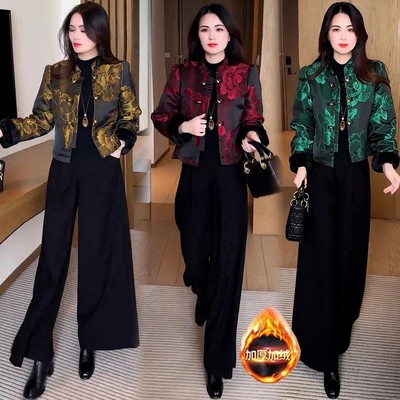 新中式夹棉短外套女秋冬季