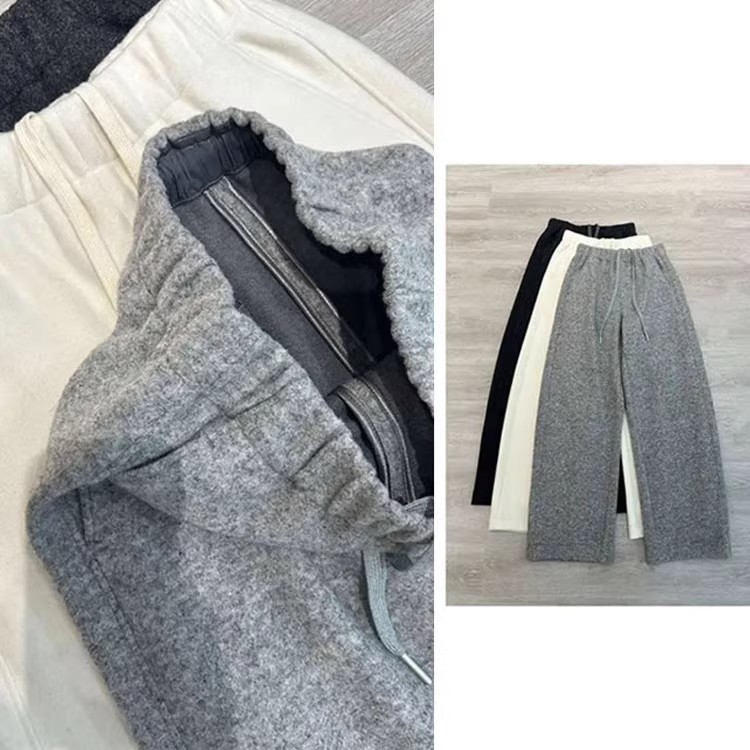 羊毛呢弯刀阔腿裤女秋冬季