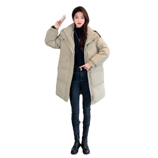 中长款羽绒棉服女冬季2025今年流行新款爆款欧货连帽加厚棉袄外套