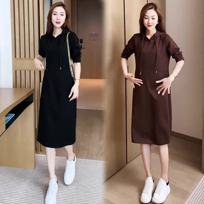 休闲卫衣连衣裙女春秋季