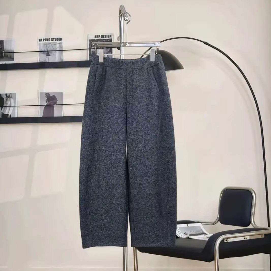 小个子羊毛呢弯刀裤女秋冬季