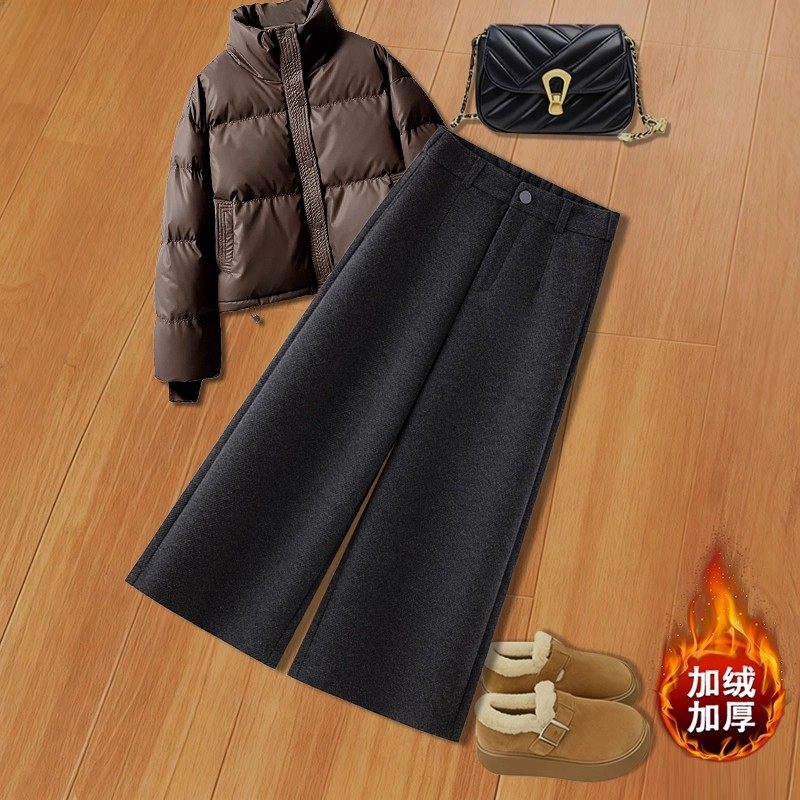 羊毛呢八分阔腿裤女秋冬