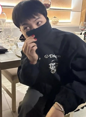 23新权志龙同款pmo联名菊花刺绣黑色工装休闲宽松外套夹克上衣男