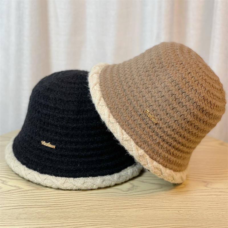 秋冬毛线盆帽女时尚保暖针织帽子