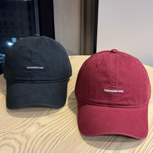 美式新款刺绣字母磨毛棉棒球帽子女秋季宝蓝色显脸小时尚鸭舌帽男