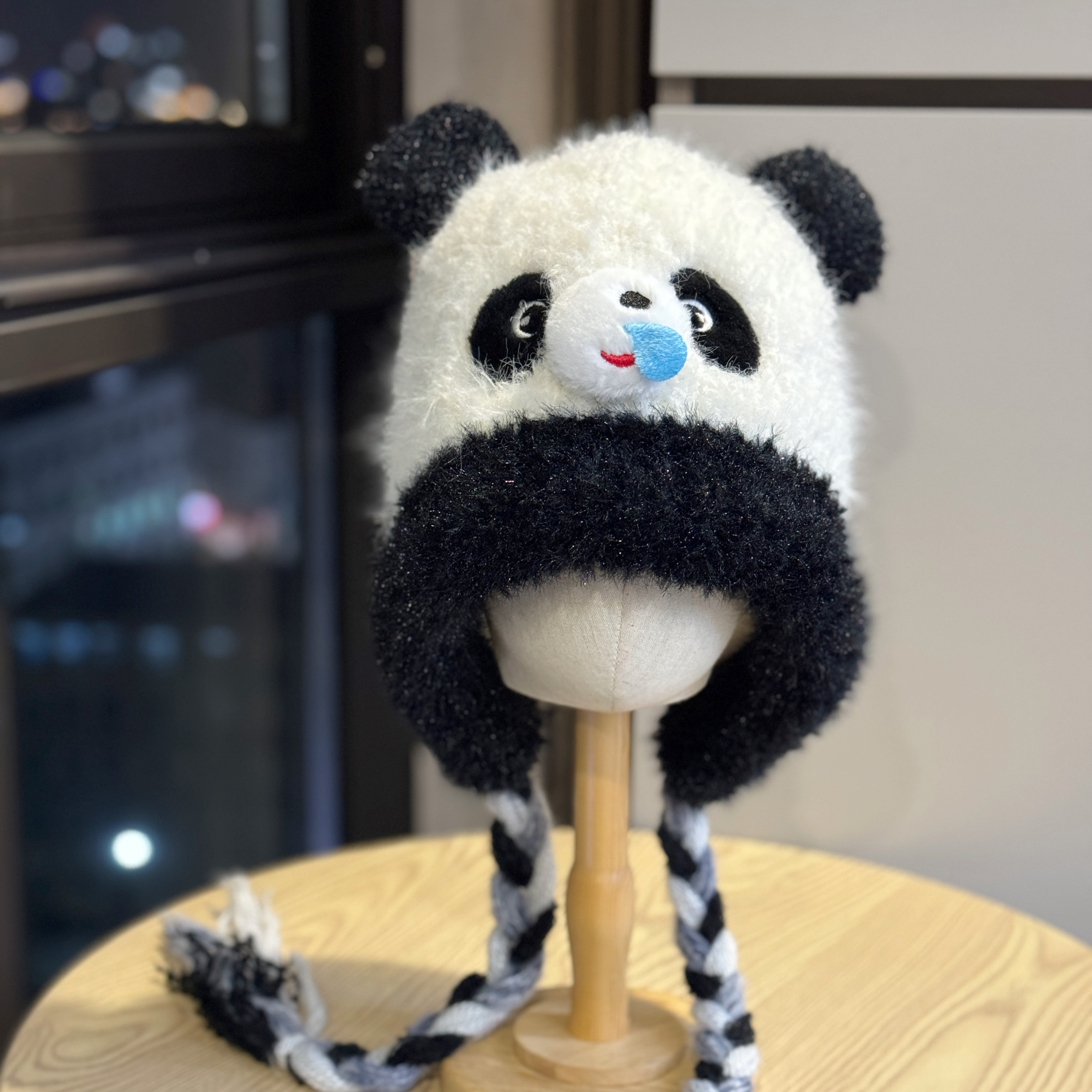 可爱鼻涕小熊毛绒针织毛线帽子