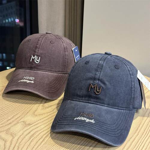 新款休闲时尚my字母刺绣软顶宽帽
