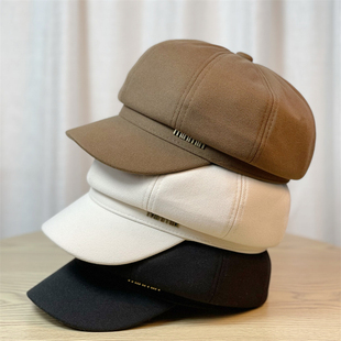 新款八角帽子女秋冬季英伦贝雷帽显脸小韩系日系文艺鸭舌帽画家帽