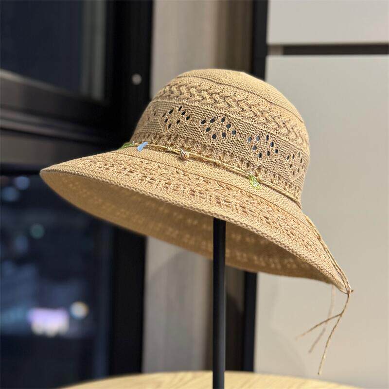 韩版手工编织针织渔夫帽女夏户外