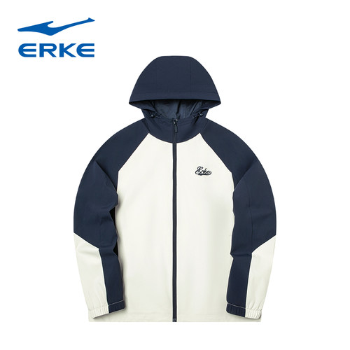 鸿星尔克薄绒风衣女2026春时尚连帽防风户外运动外套 12226102190