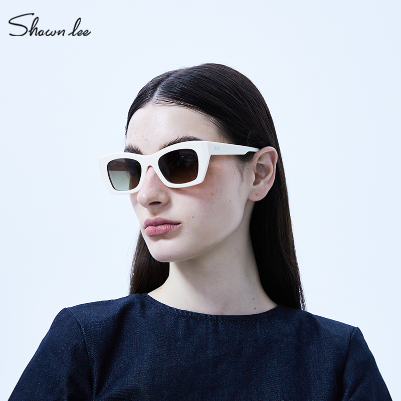 Shawnlee2025新款时尚潮流猫眼墨镜女款白色高级感太阳镜防紫外线