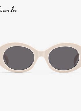 Shawnlee白色墨镜椭圆猫眼复古窄框墨镜女太阳眼镜海边防晒遮阳镜