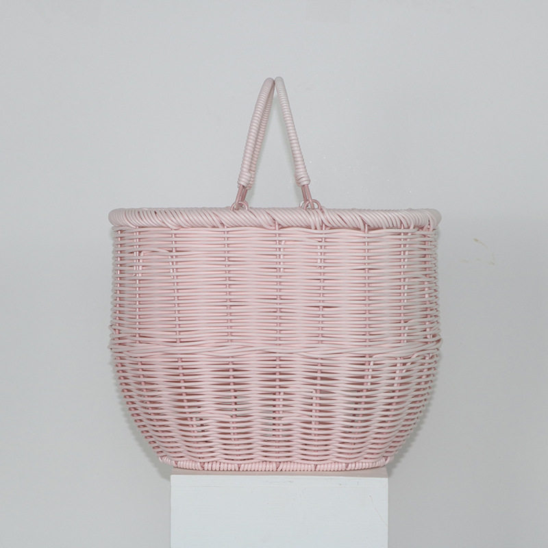 Ins风收纳篮手提PE藤编织篮鲜花花艺插花蓝手提家居手提式,收纳整理,收纳筐,淘宝优惠券,粉丝福利购,淘宝优惠卷