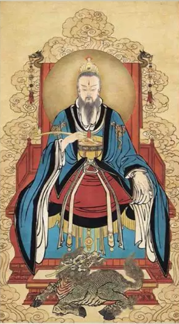 国画纯手绘人物九天应元雷声普化天尊雷祖文相画像40*75