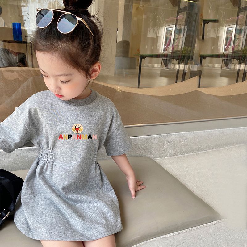夏季女童连衣裙中长款可爱女宝宝束腰裙洋气小童T恤裙韩版收腰裙