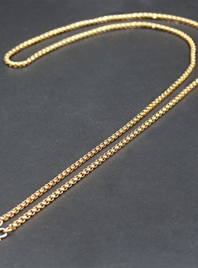 钛钢项链金色不掉色盒子链佛牌链子不褪色佛牌挂链项链时尚