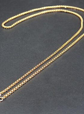 钛钢项链金色不掉色盒子链佛牌链子不褪色佛牌挂链项链时尚