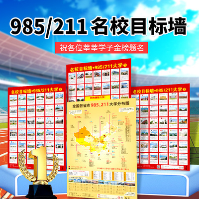 名校目标图新款985 211激励墙贴分数线参考中国重点大学高考目标