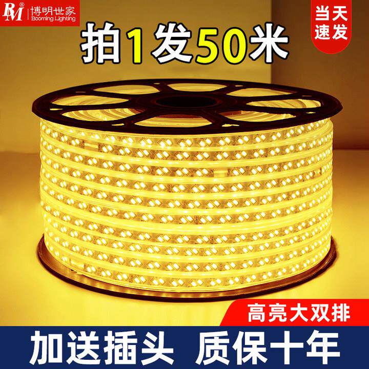LED灯带50米户外超亮220v客厅家用气氛灯室外照明工程防水软灯条
