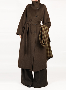 解余 JIEYU  宽松立领单排扣氛围感羊毛外套