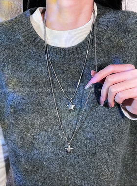 男女同款简约五角星长款嘻哈项链