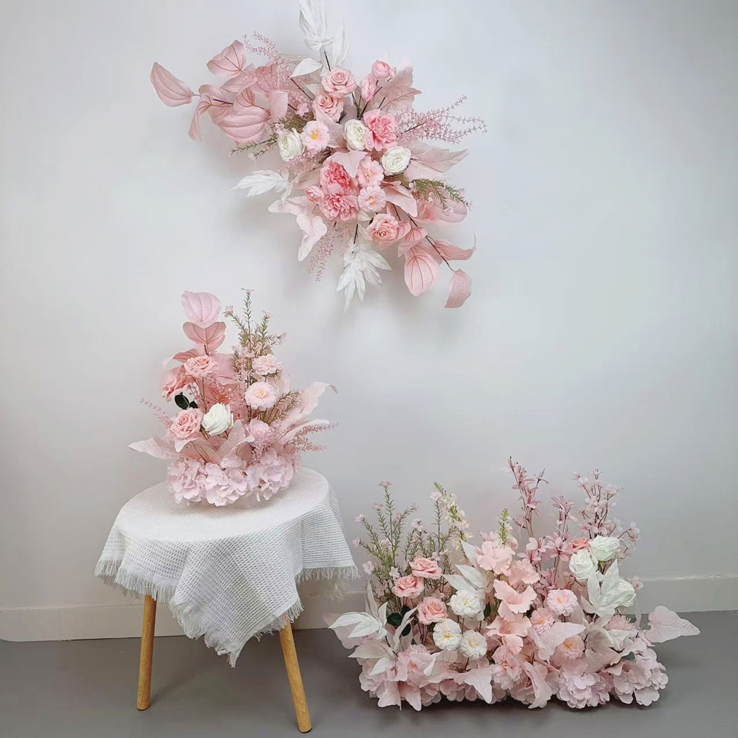 粉色婚礼装饰花球花艺仿真花KT板生日宴布置假花餐桌花婚庆迎宾花