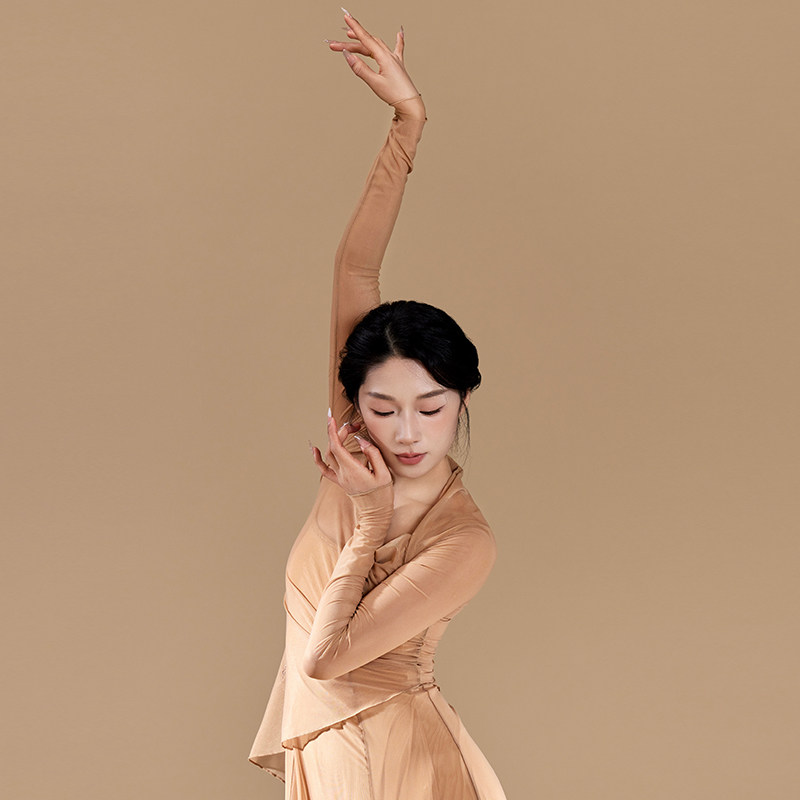 诗意花朵跳舞网纱上衣涟漪微荡领裸色跳舞练功服中国舞身韵服,运动/瑜伽/健身/球迷用品,古典舞服,淘宝优惠券,粉丝福利购,淘宝优惠卷