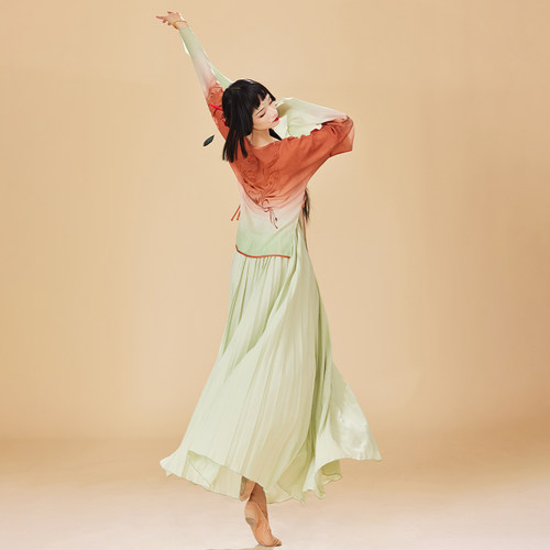 诗意花朵古典舞蹈服朱光翠羽套装