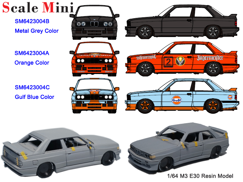 Scalemini 1:64宝马 M3 E30 GULF海湾树脂仿真汽车模型