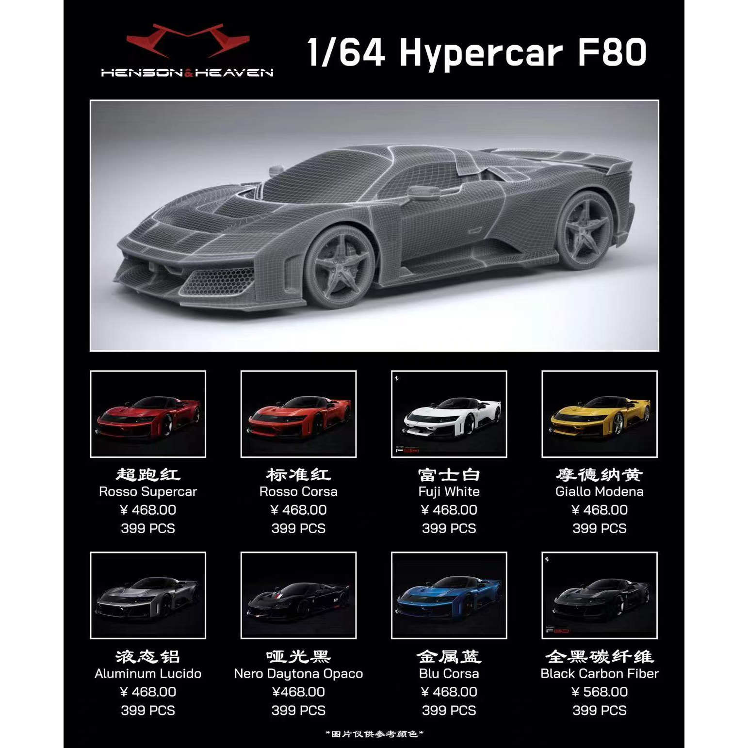 HH MODEL 1:64 法拉力 Hypercar F80 树脂仿真汽车模型