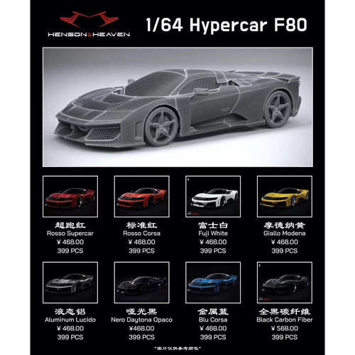 HH MODEL 1:64 法拉力 Hypercar F80 树脂仿真汽车模型