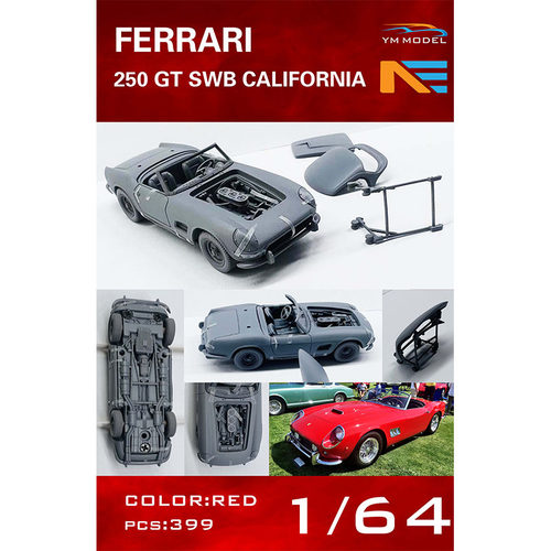 YM MODEL 1/64 250 GT SWB California Spider 顶棚可拆 汽车模型