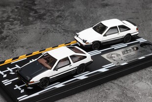 日本动漫社 1:64 头文字D AE86 拓海信司 对决场景 合金汽车模型