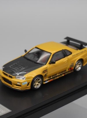 Street Warrior 1:64 日产 GTR R34 金色 合金仿真汽车模型