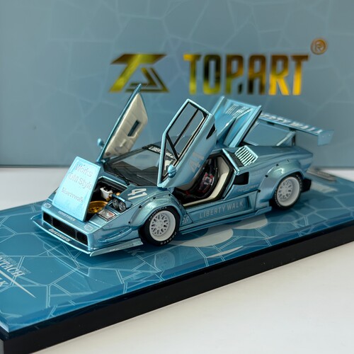 TopArt 1:64 LBWK Countach 康塔什 冰蓝色 合金汽车模型