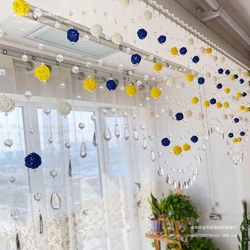 北欧水晶珠帘客厅门帘玄关隔断帘卧室门帘过道珠子挂帘家用免打孔