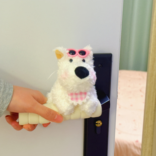 粉围兜粉眼镜西高地门把手保护套家居装饰房间防撞门把套