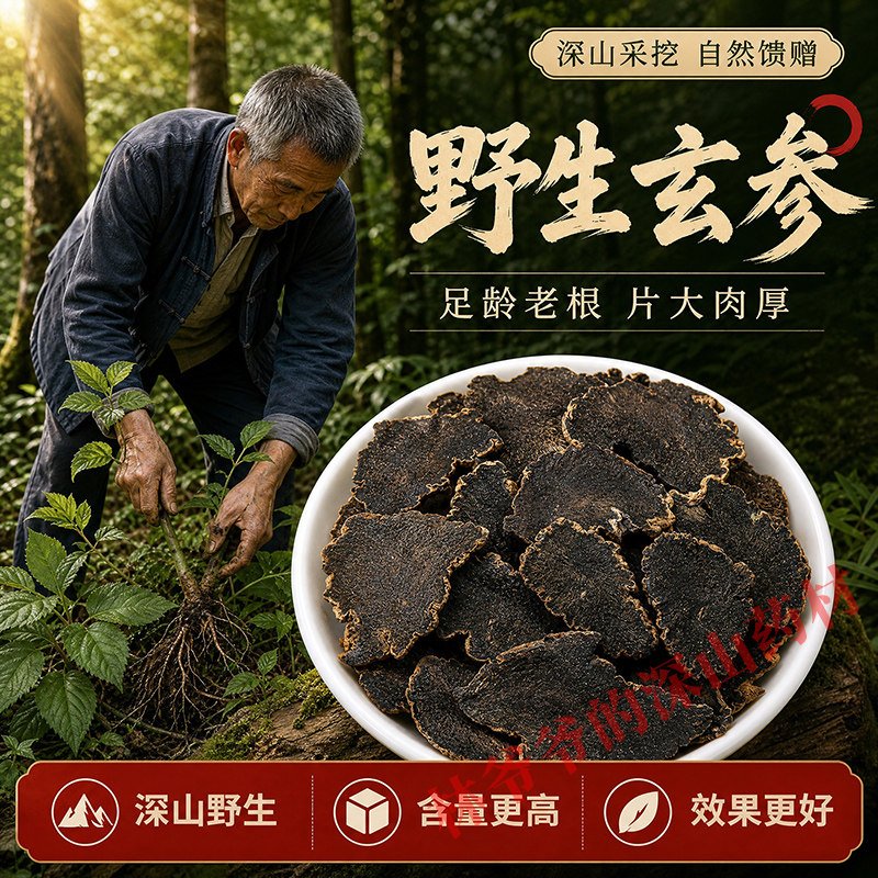 深山野生玄参500g正品老根片