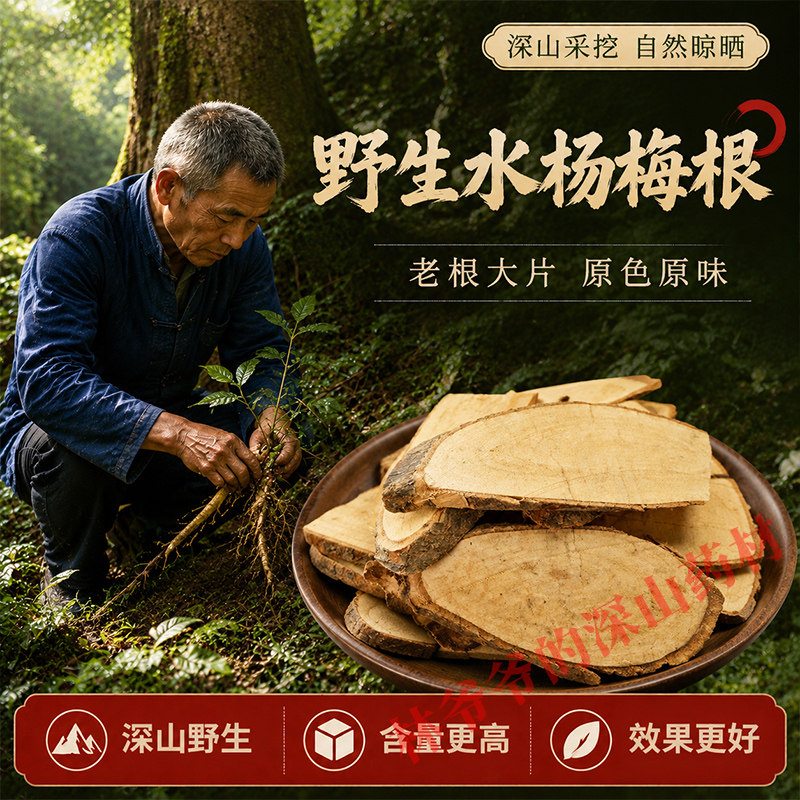深山野生水杨梅根500g正品中药材新货水杨梅树根 杨梅根片 串鱼木