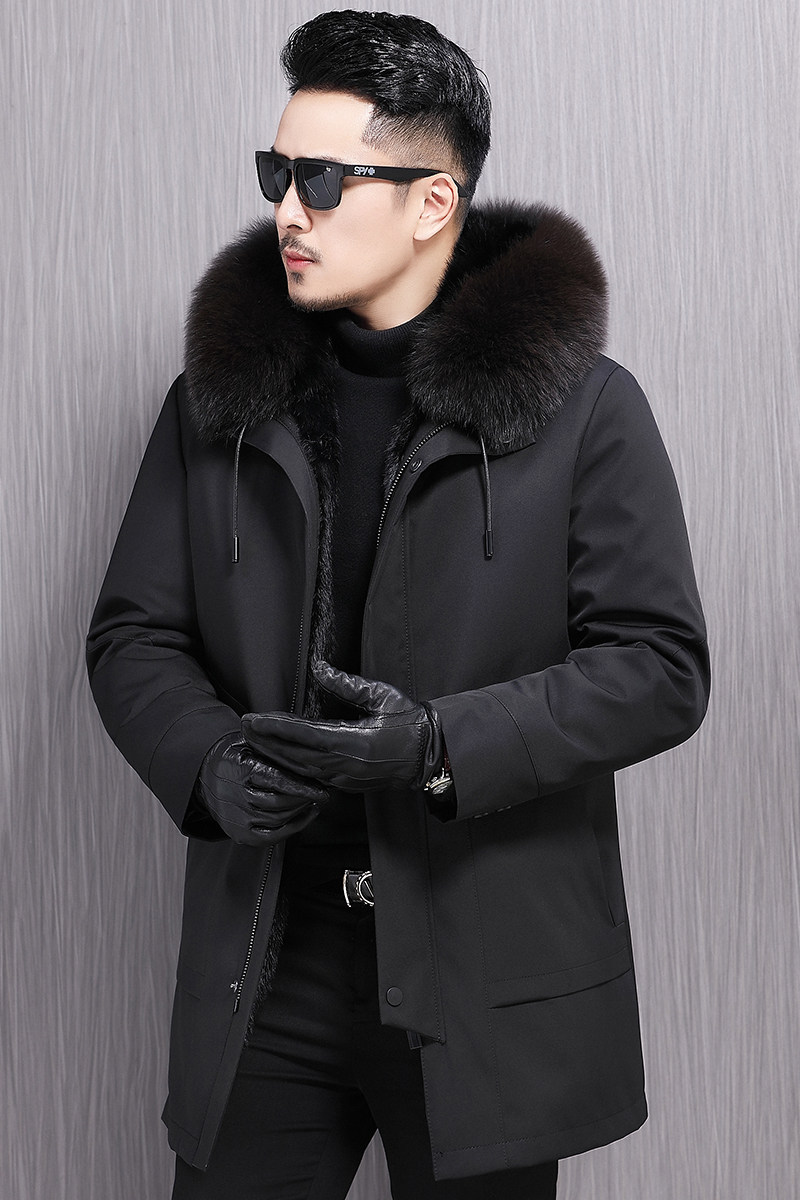 XPK1152021冬季新款派克服男士貂皮大衣连帽加厚保暖P1300,男装皮衣,电商B360